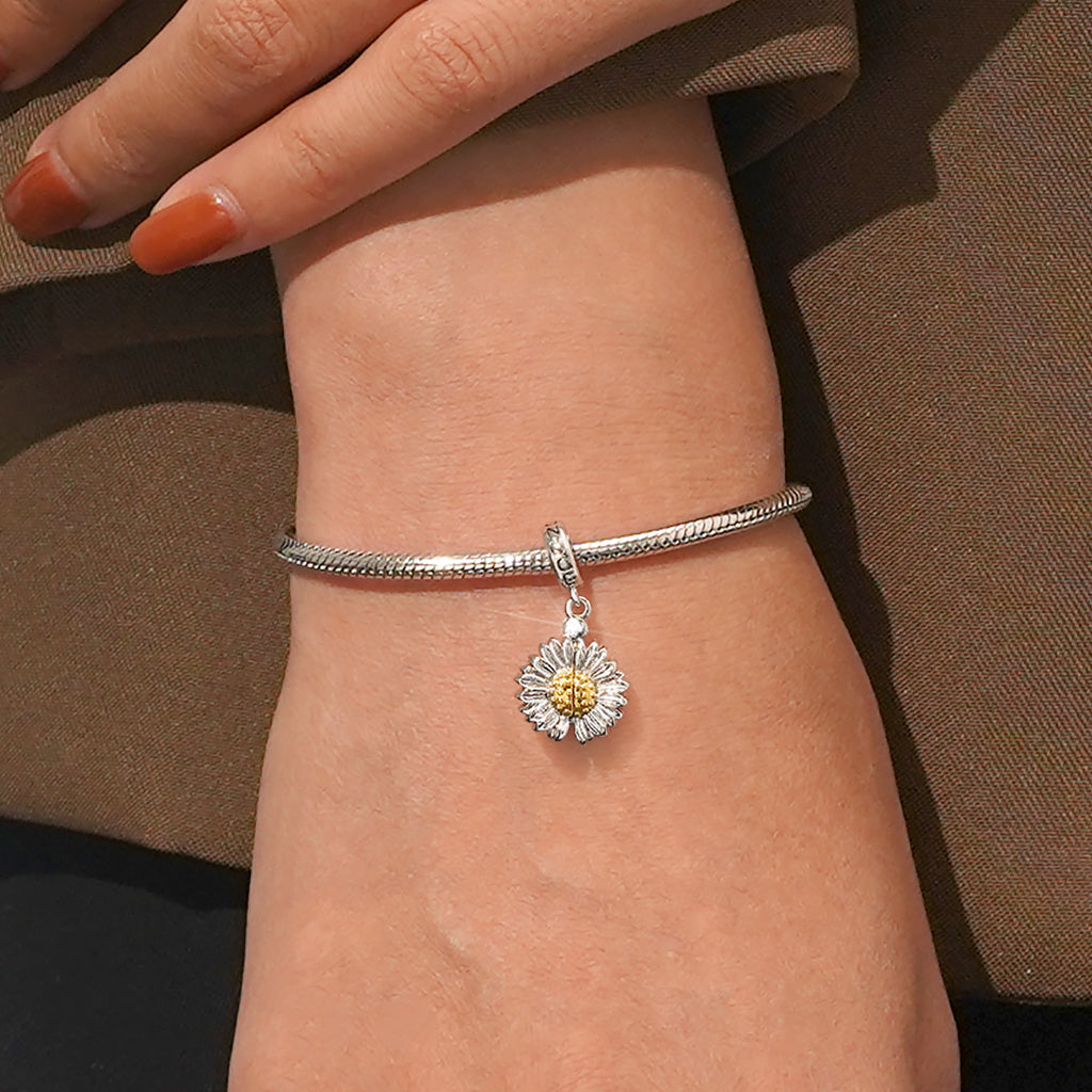 Gnoce Openable Sunflower Engravable Pendant Dangle Charm_7
