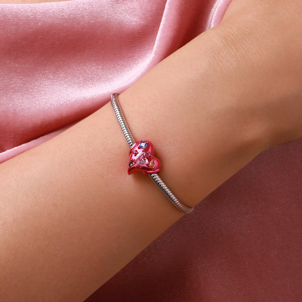 Gnoce Pink Heart Zircon Candy Charm_5