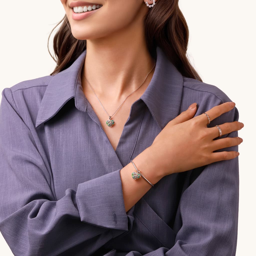 Gnoce Heart Solar System Wireless LED Glow Earth Pendant Dangle Charm_6