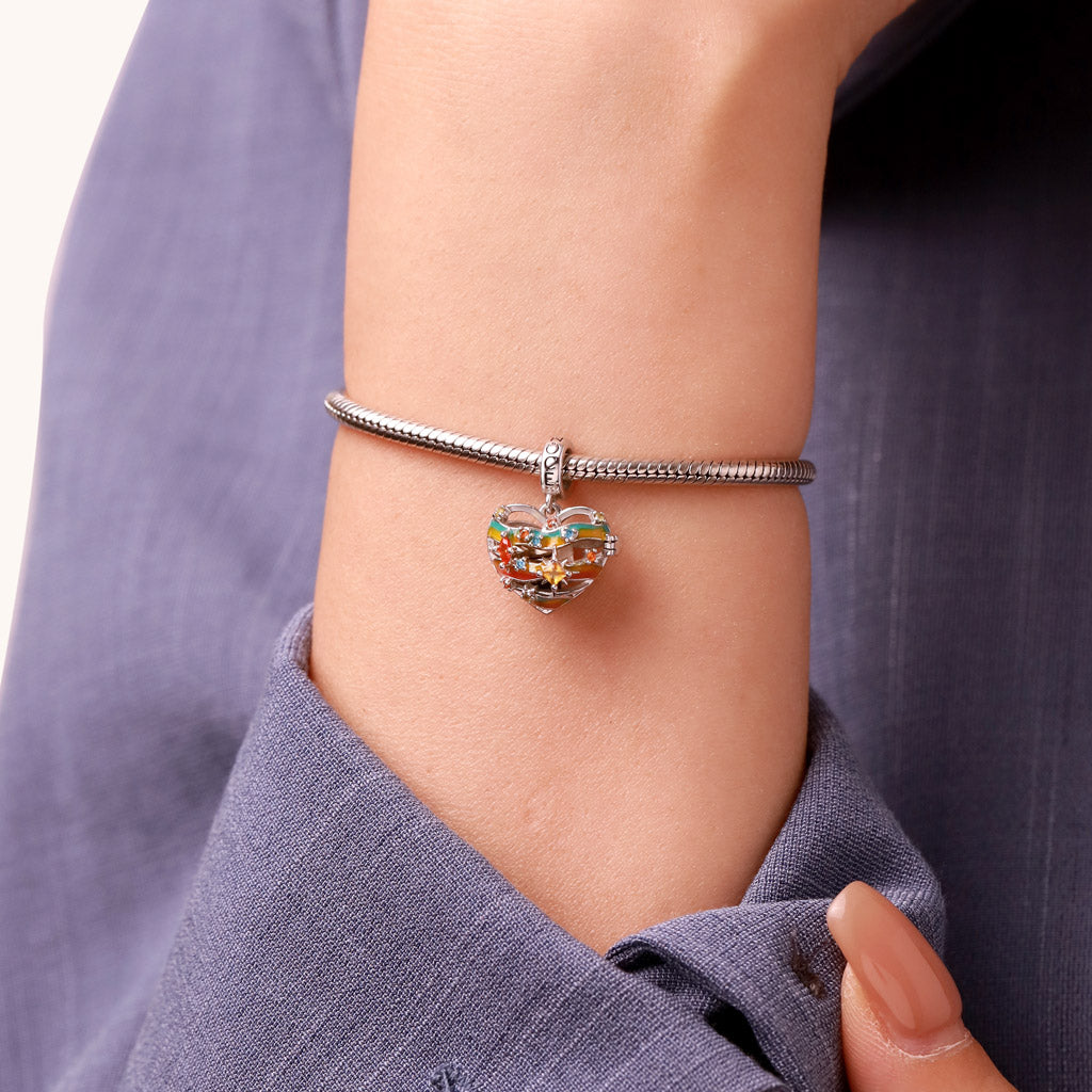 Gnoce Heart Solar System Jupiter Charm Platinum-plated Silver Blend_8