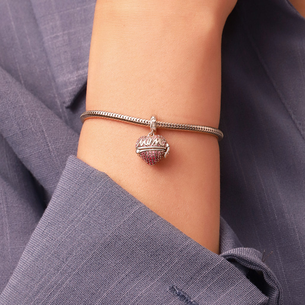 Gnoce Openable 'MOM' Heart Mother's Day Gift Pendant Dangle Charm_7