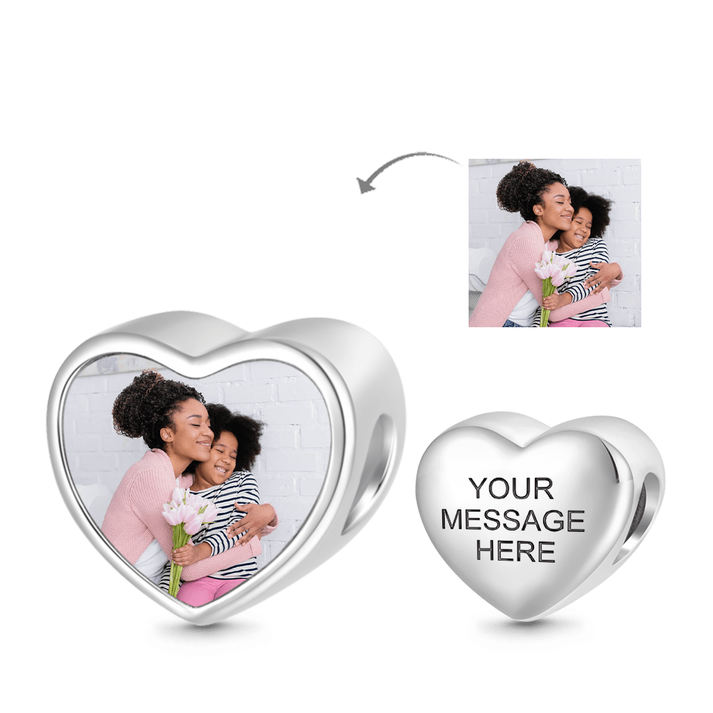Gnoce "Always in My Heart "Adorable Heart Shape Engravable Personalized Photo Charm to Friends, Families and Pets_2