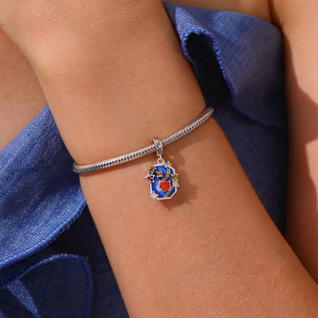 Gnoce Blue Cat's Eye Starry Night Pendant Dangle Charm_5