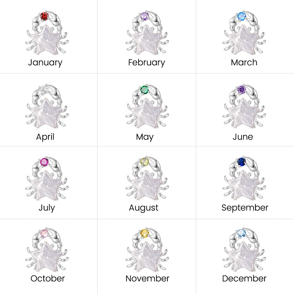 Gnoce Irregular Pearl Crab Star Birthstone Stopper Charm_7