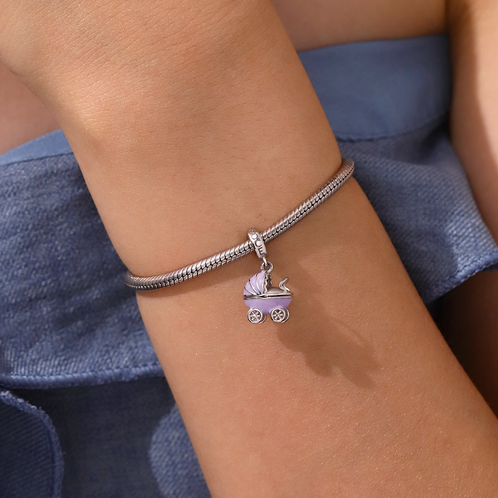 Gnoce Baby Boy and Girl Openable Stroller Pendant Dangle Charm_7