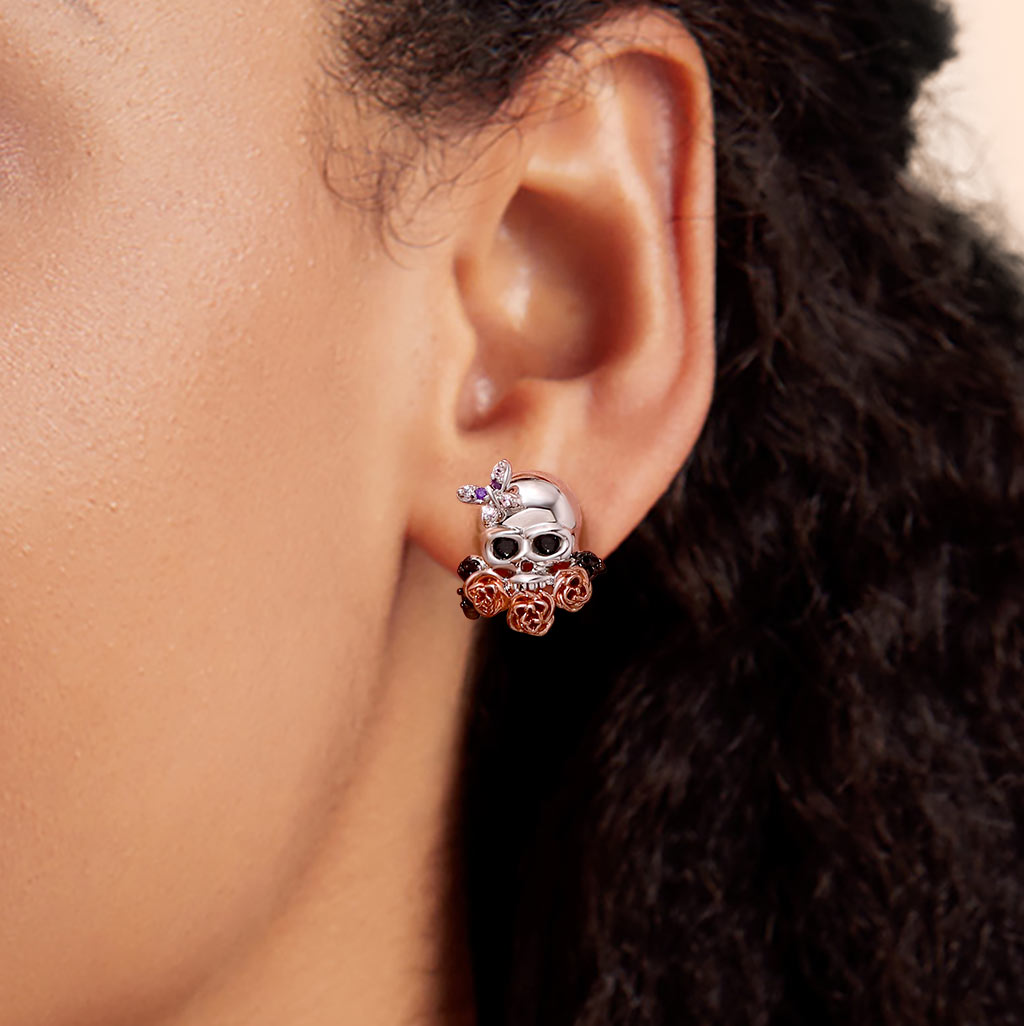 Gnoce Skull Earrings Platinum-plated Silver Blend_4
