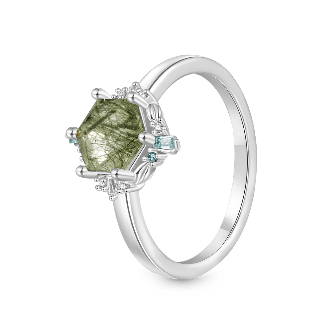 Gnoce Hexagon Green Rutilated Quartz Ring_2