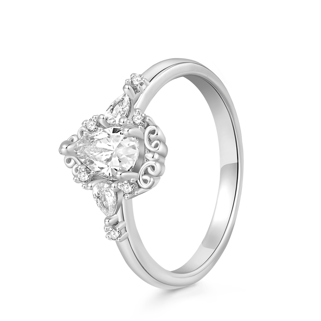 Gnoce Pear-cut Art Nouveau Bridal Ring_2