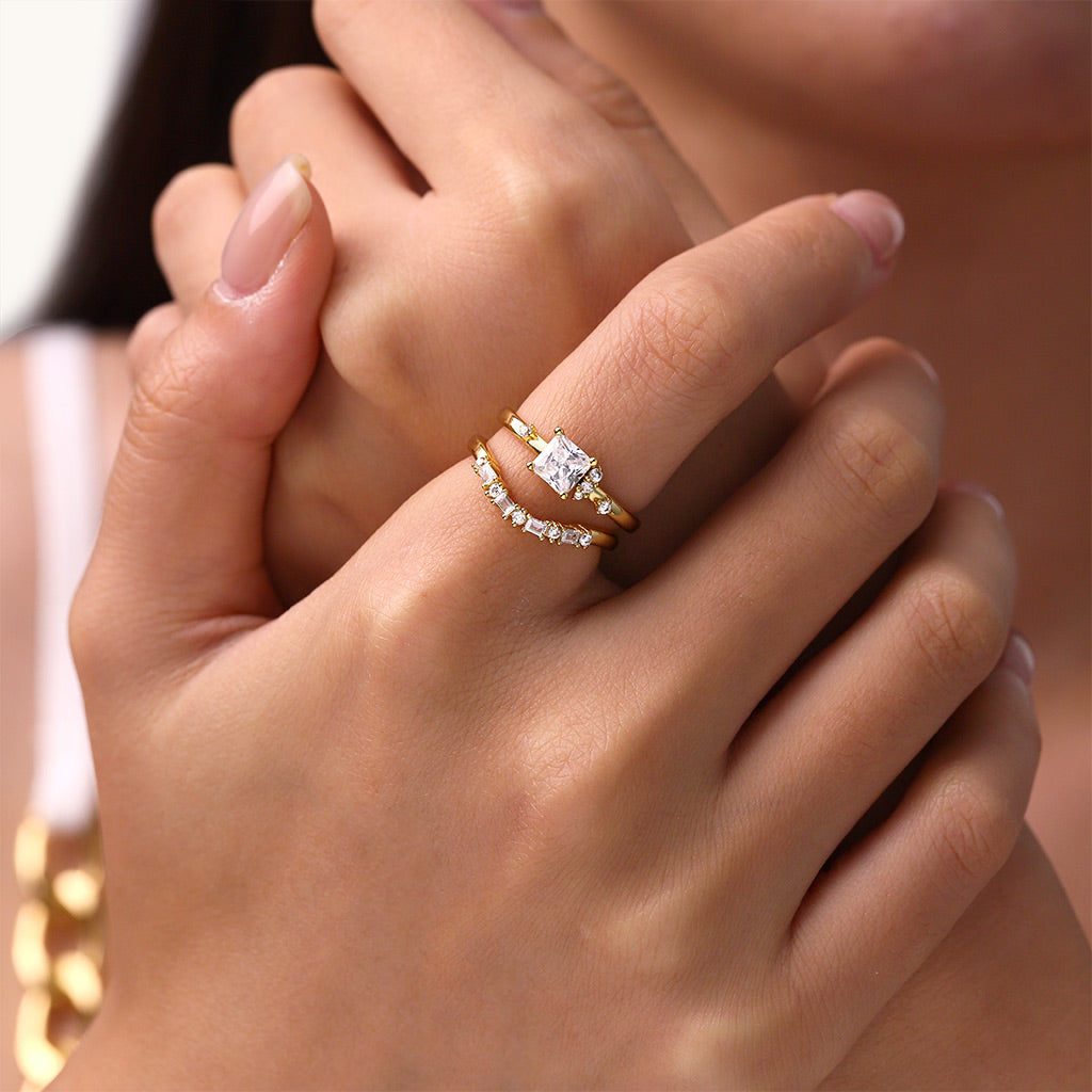 Gnoce Square White Zirconia Curve Goddess Stackable Rings_4