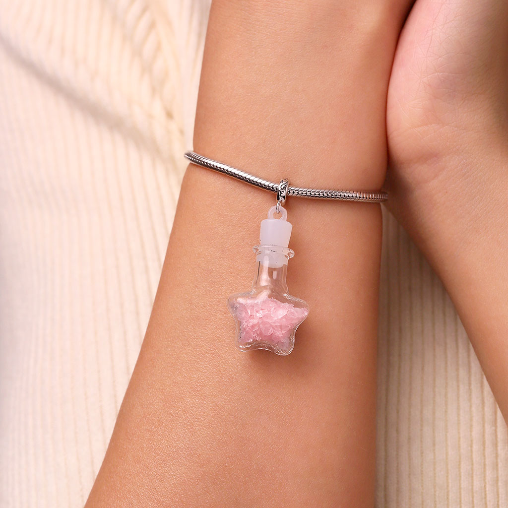 Gnoce Pink Crystal Glass Bottle Pendant Dangle Charm_6