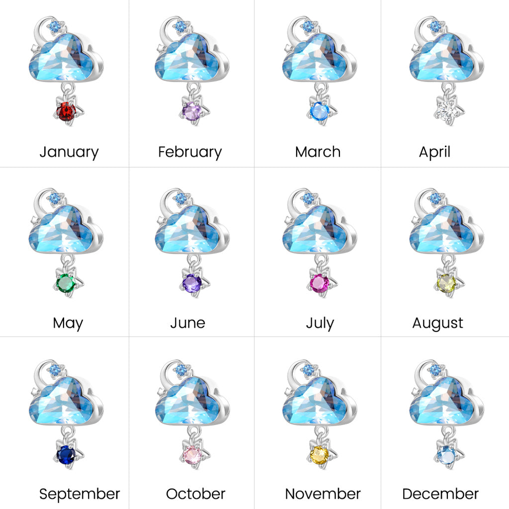 Gnoce Blue Cloud Star Birthstone Charm Platinum-plated Silver Blend_6