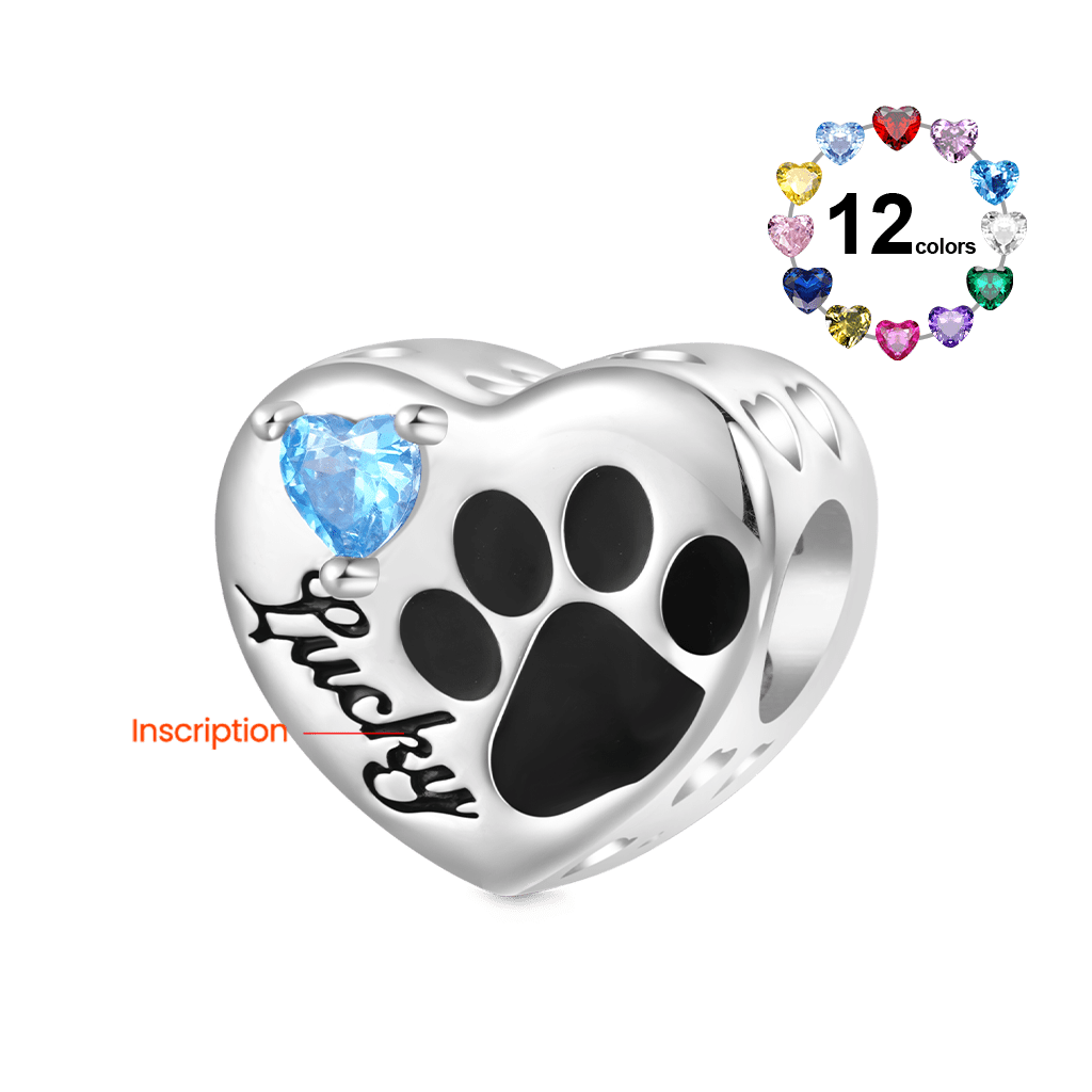 Gnoce Loving Pet Paw Photo Charm Platinum-plated Silver Blend_4