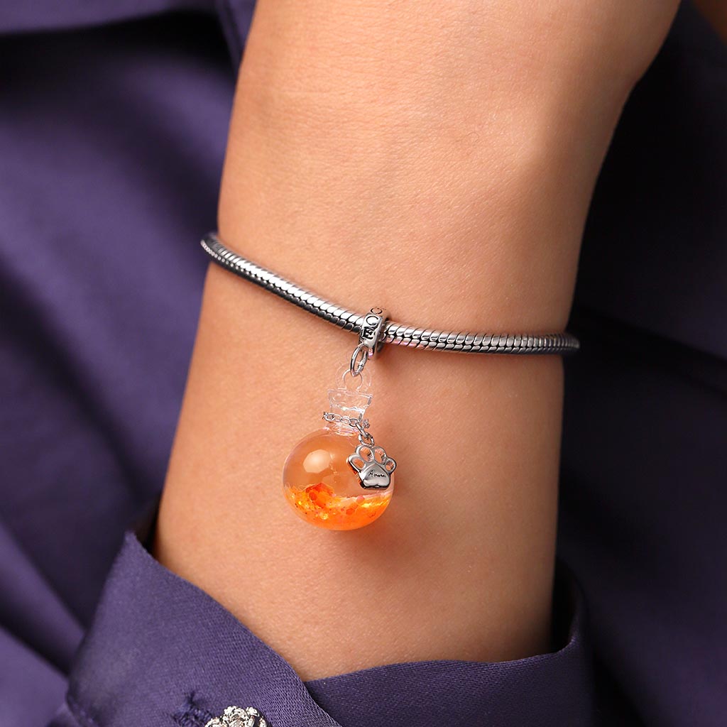 Gnoce Orange Glitter Engravable Paw Print Quicksand Pendant Dangle Charm_7