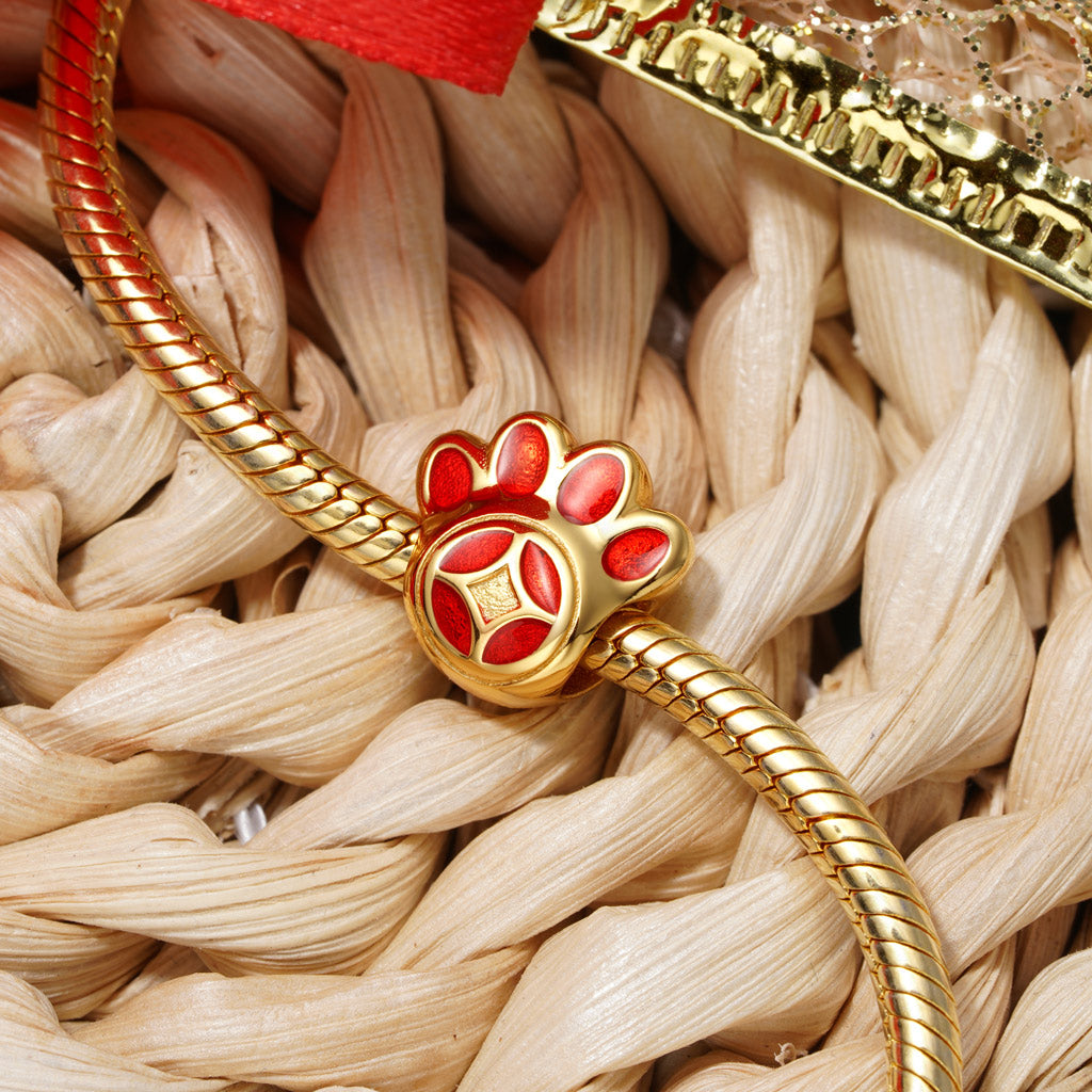 Gnoce Gold Plated Fortune Paw Print Charm_4
