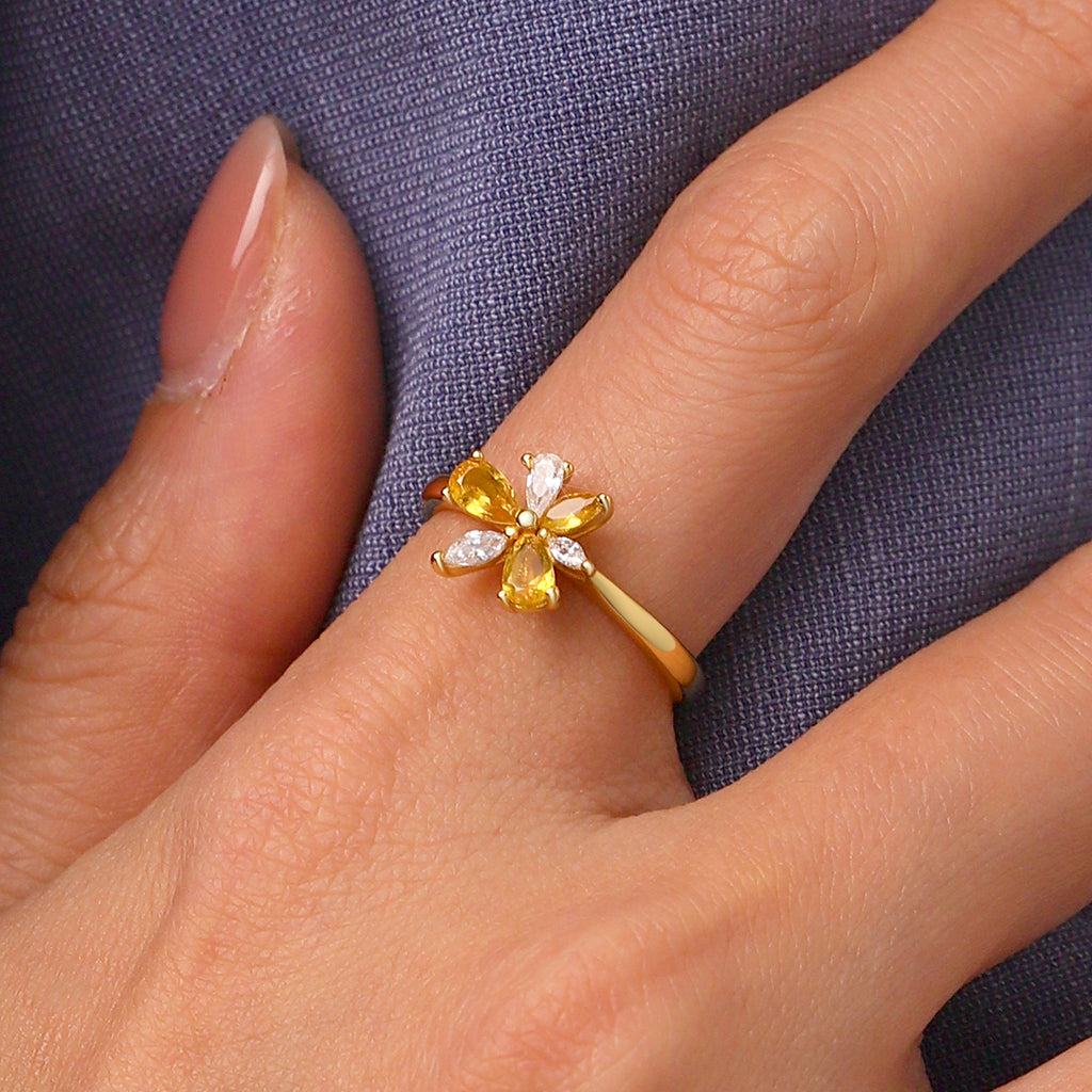 Gnoce Marquise Citrine Flower Ring_5