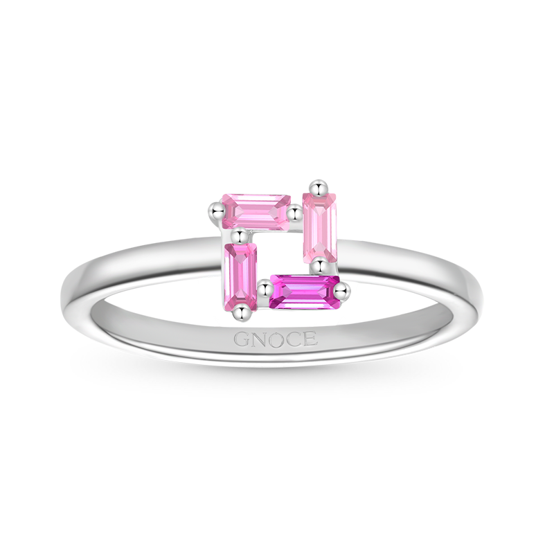 Gnoce Rectangular Flat Cut Pink Ring_1