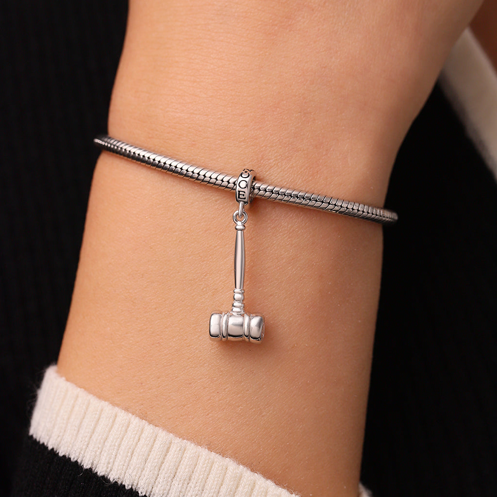 Gnoce Justice Gavel Charm Platinum-plated Silver Blend_7
