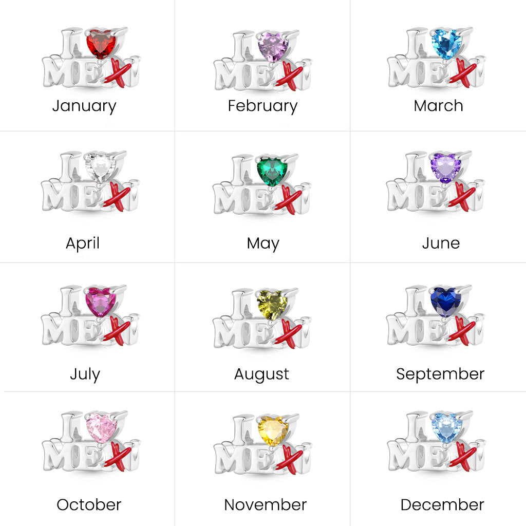 Gnoce Women's Day 'I Love ME' Heart Birthstone Charm_7