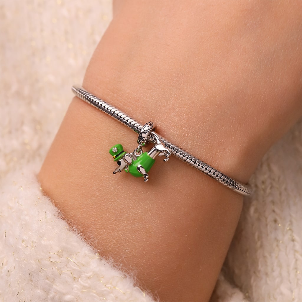 Gnoce St. Patrick's Day Dachshund Pendant Dangle Charm_7