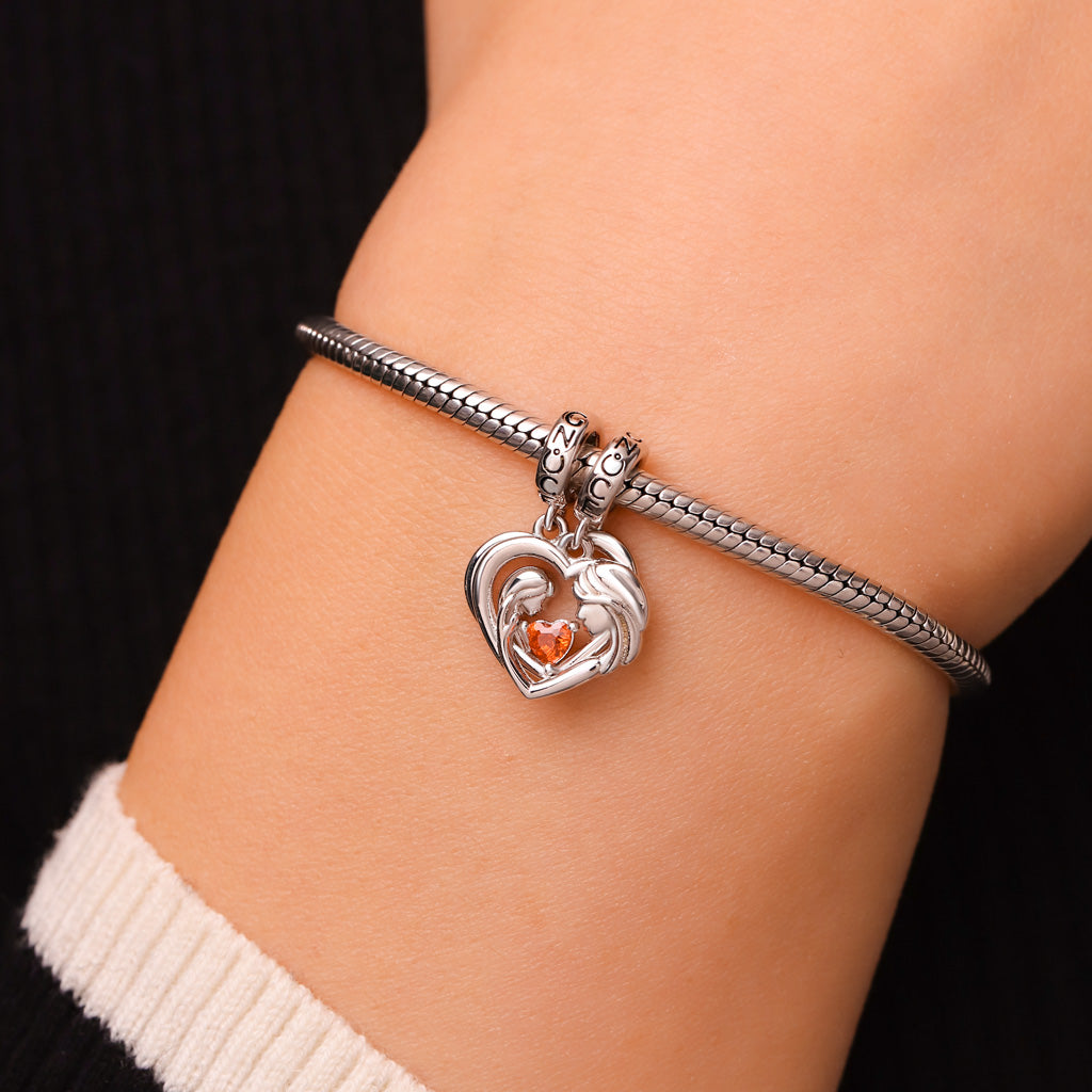 Gnoce Mother's Day Mother Hug Daughter Heart Double Pendant Dangle Charm_8