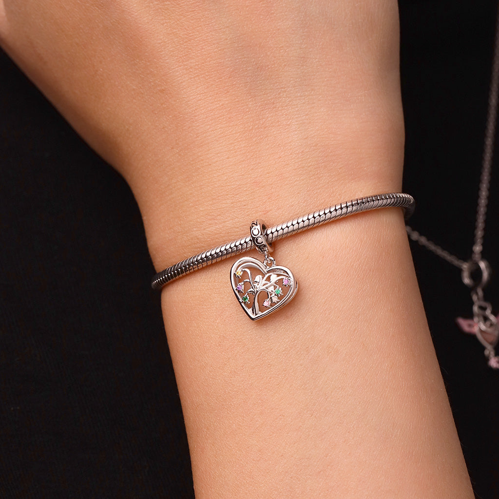 Gnoce Birthstone Lily Tree of Life Heart Pendant Dangle Charm_6