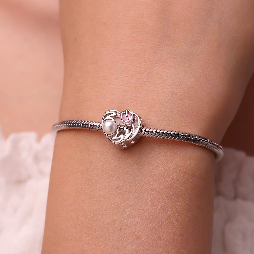 Gnoce Mother’s Day Pearl Tulip Heart Personalized Photo Charm_4