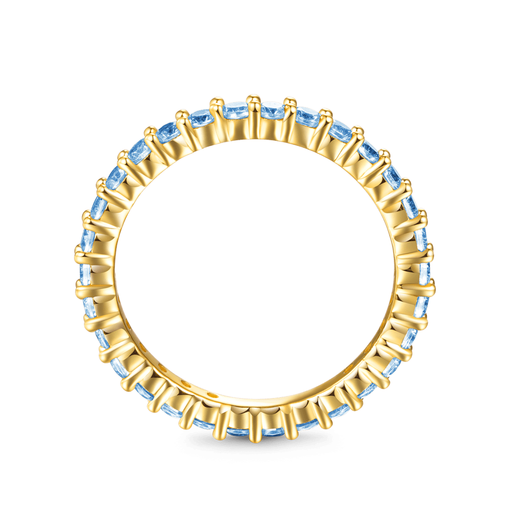 Gnoce Aquamarine Round-cut Statement Eternity Band Ring_3