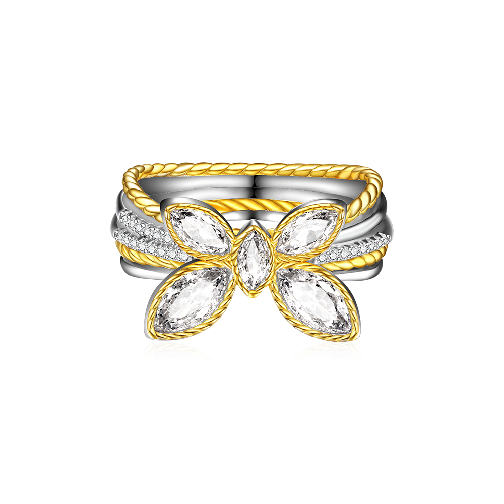 Gnoce Marquise Butterfly Two-tone Fashion Ring_1