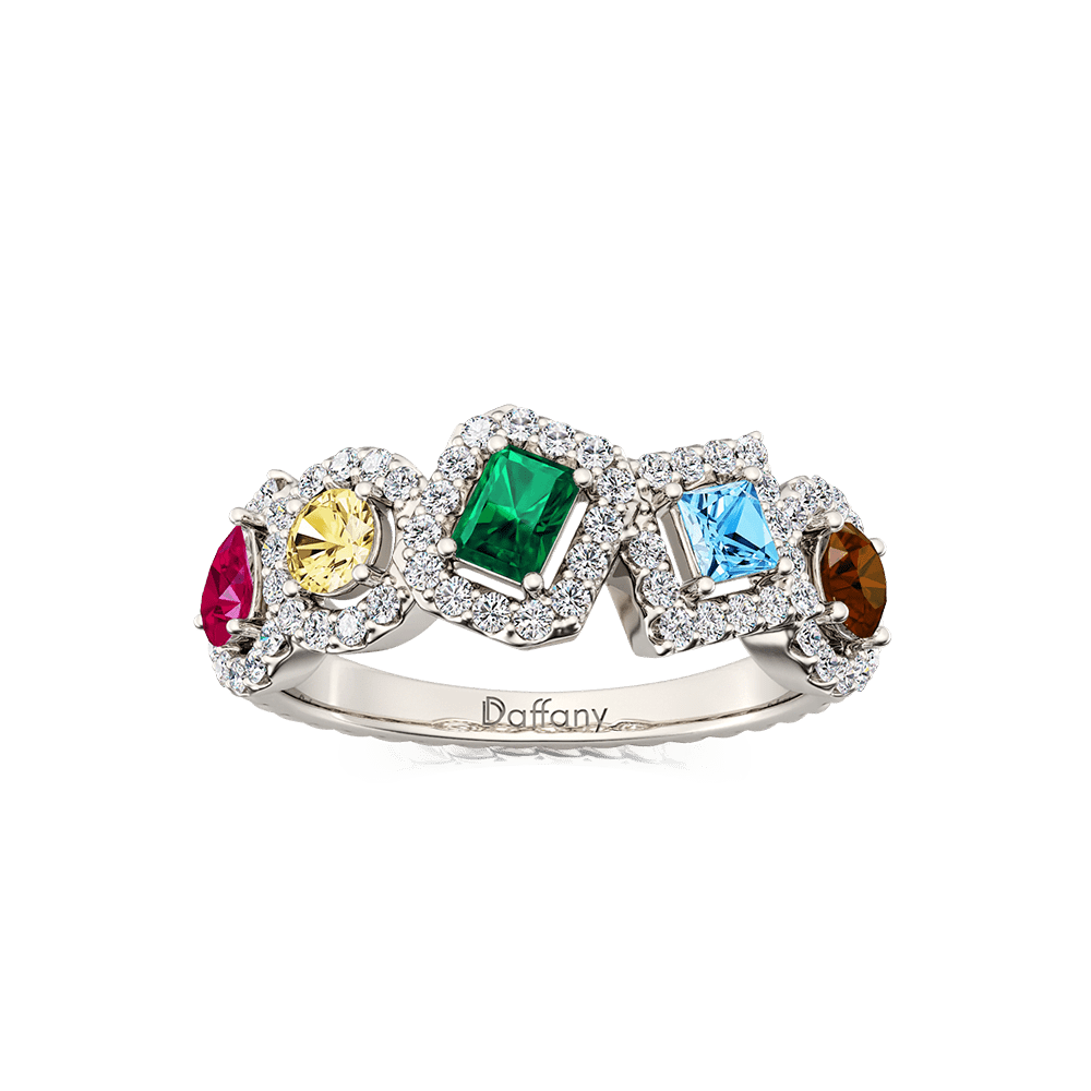 Fancy Color Mixed Shape Halo Twisted Rope Fashion Ring_2