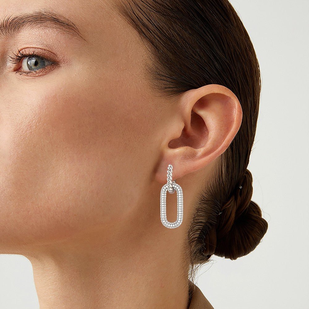 Gnoce CZ Zero Dangle Twisted Rope Hoop Charm Earrings_6