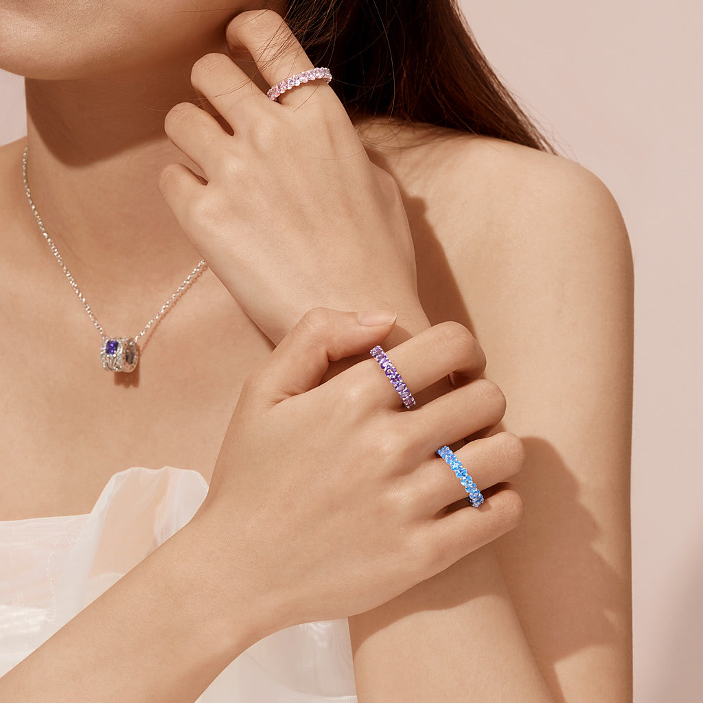 Gnoce Morganite Oval-cut Eternity Band Ring_4