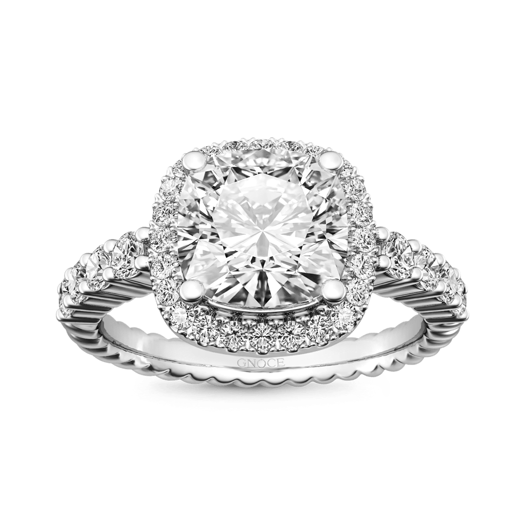 Gnoce Cushion-cut Halo Side Stone Engagement Ring_1