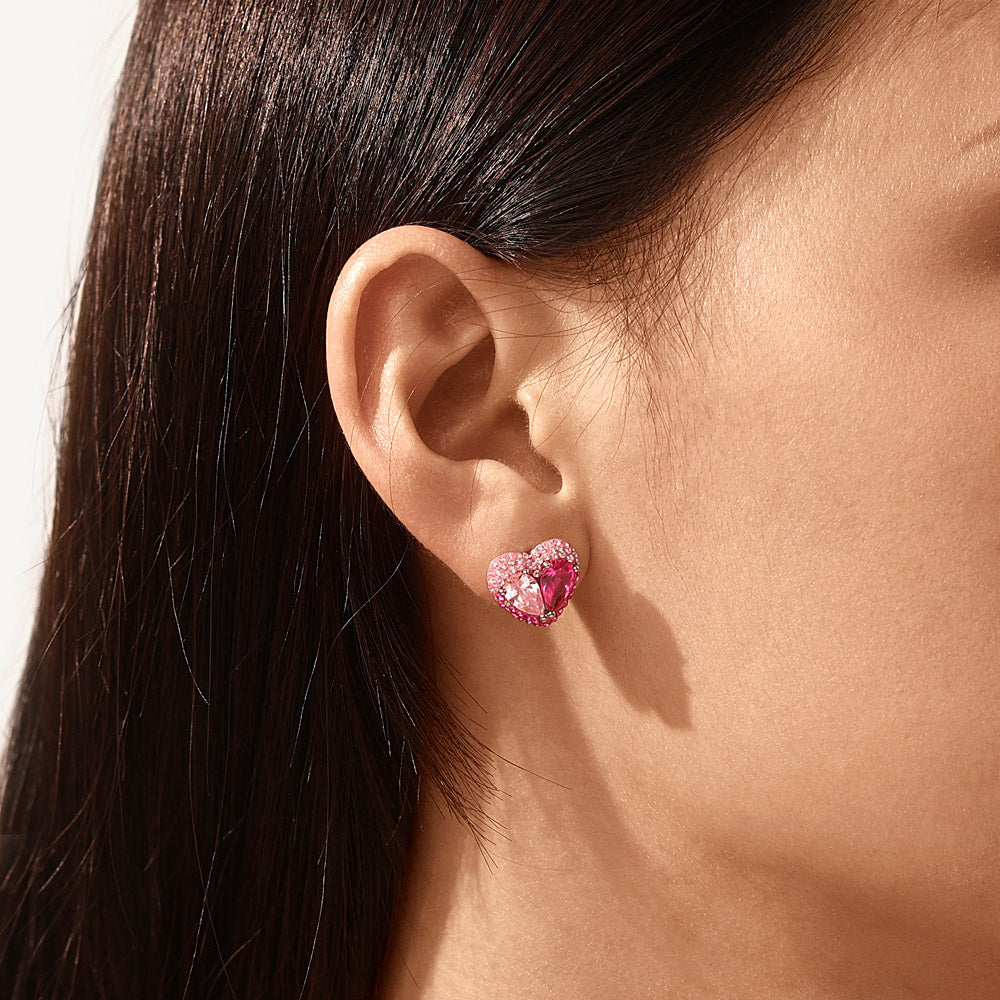 Gnoce Pink Heart-Shaped Pear-Shaped Stud Earrings_5
