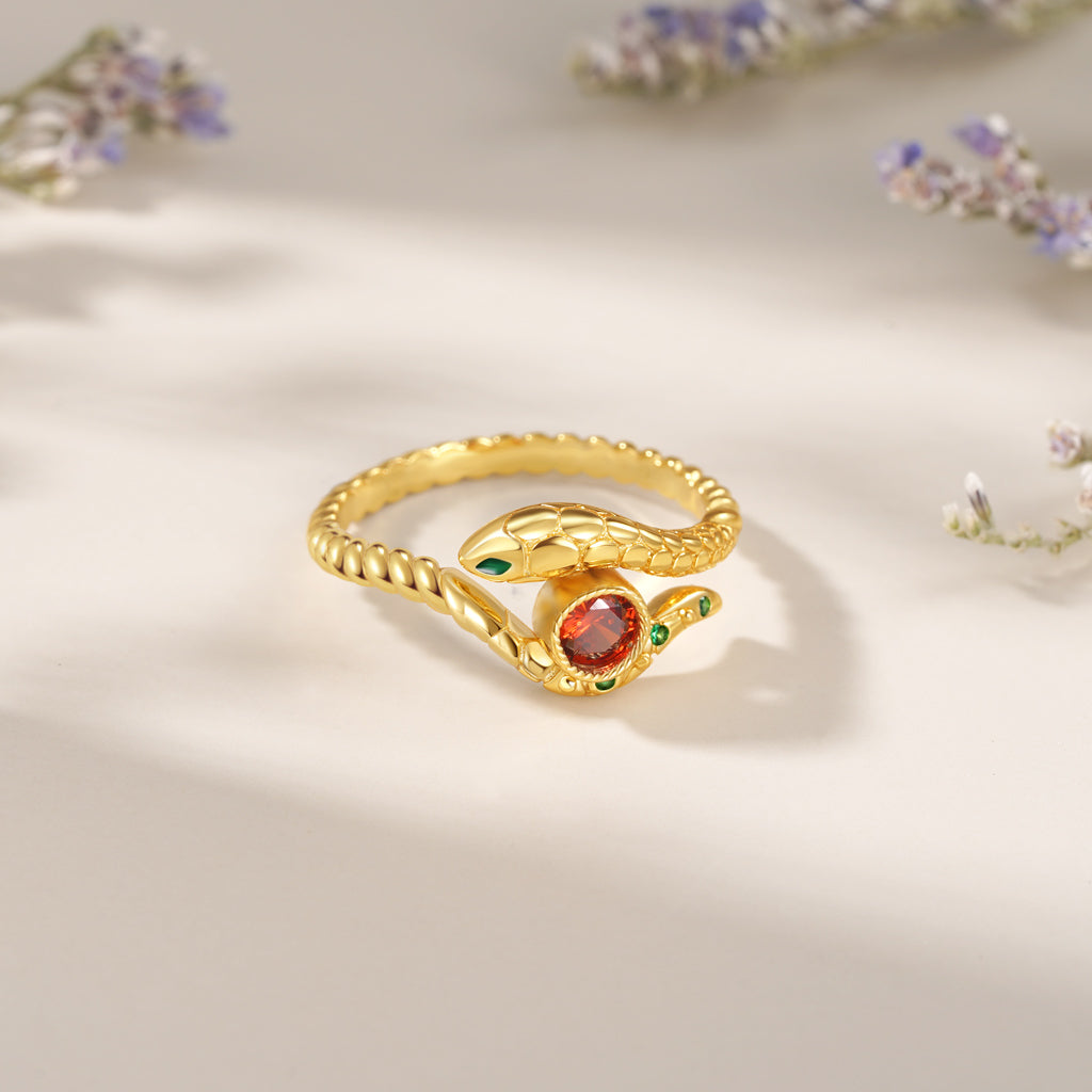 Gnoce Snake Wraps Gem Twisted Rope Fashion Ring_3