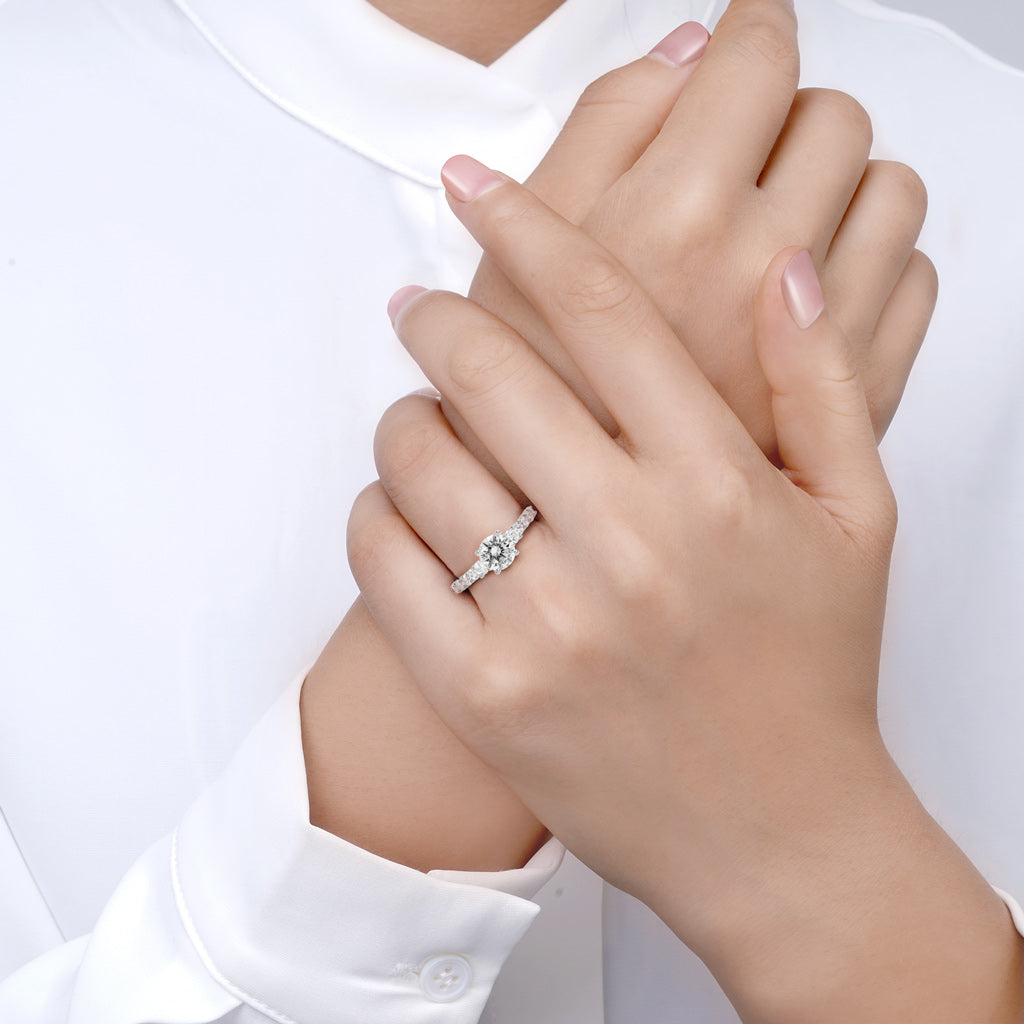 Gnoce Round Gemstone Trellis Engagement Ring with Twisted Rope Inside_4