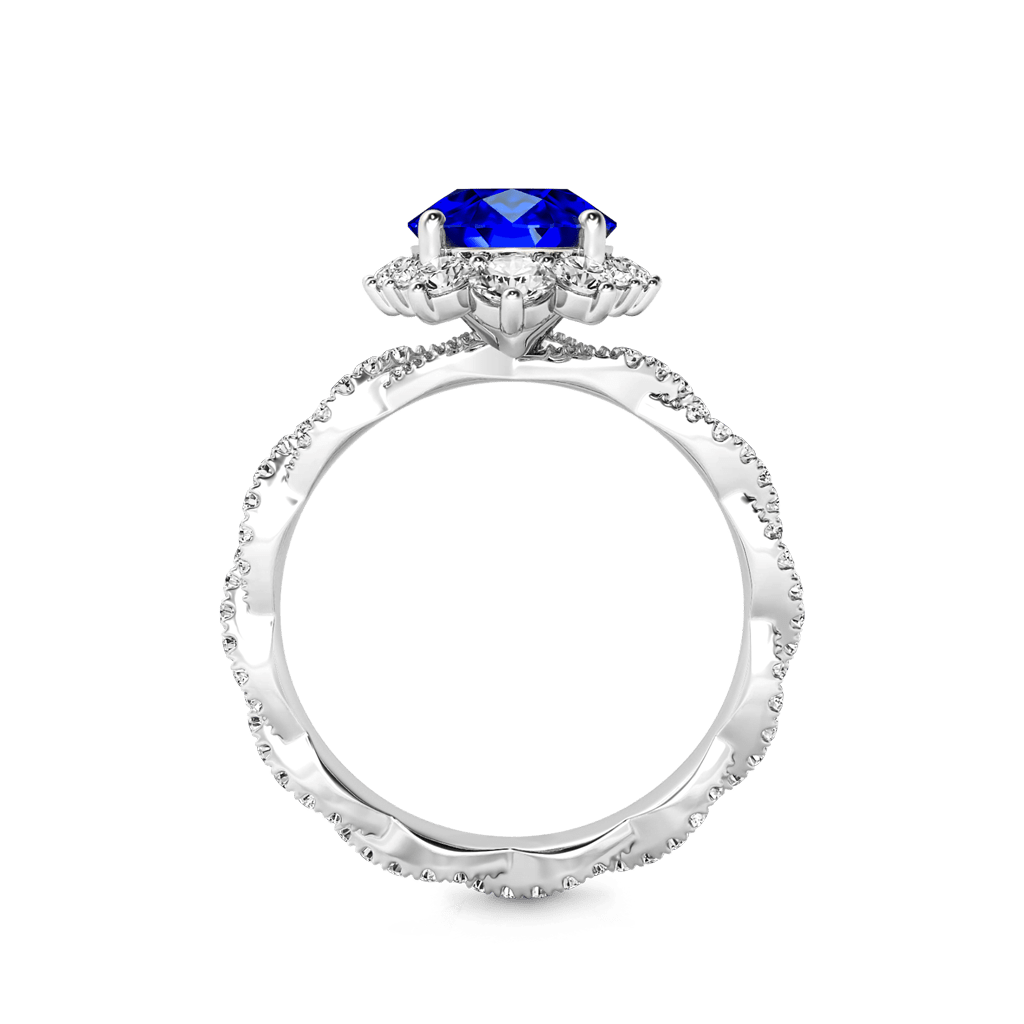 Gnoce Sapphire Cluster Halo Twisted Engagement Ring_4