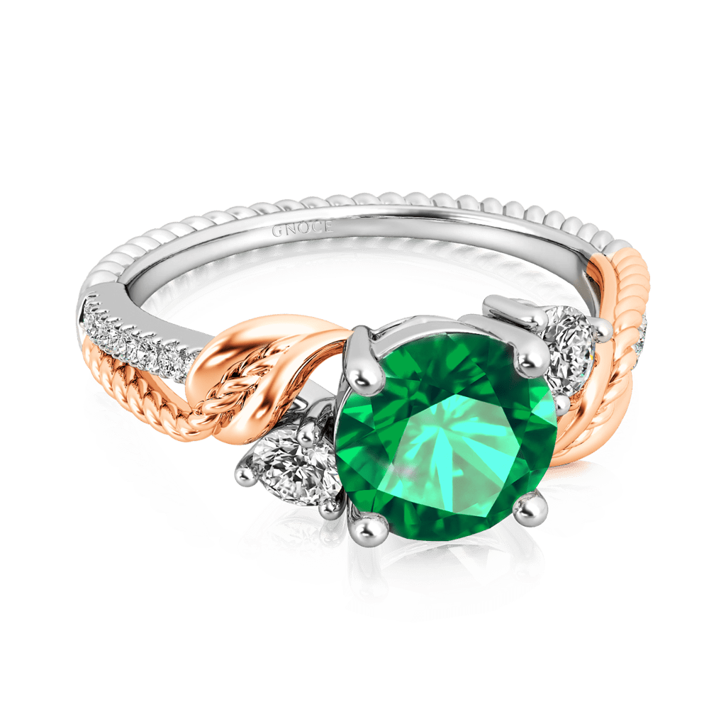 Gnoce Two-tone Three Stone Twisting Birthstone Ring_3