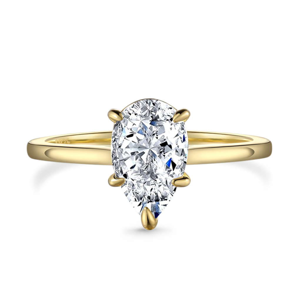 Gnoce White Topaz Pear Solitaire Engagement Ring_1