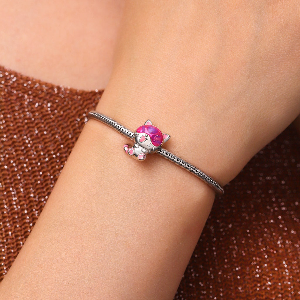 Gnoce Love U Cat Glow-in-the-Dark Charm Platinum-plated Silver Blend_6