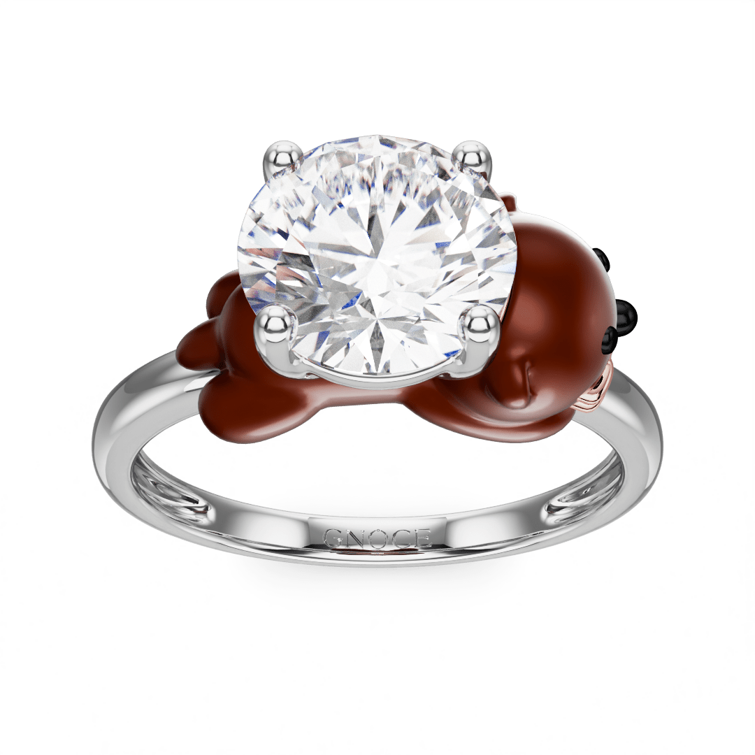 Gnoce Otter Embraces Moissanite Round Cut Ring_2