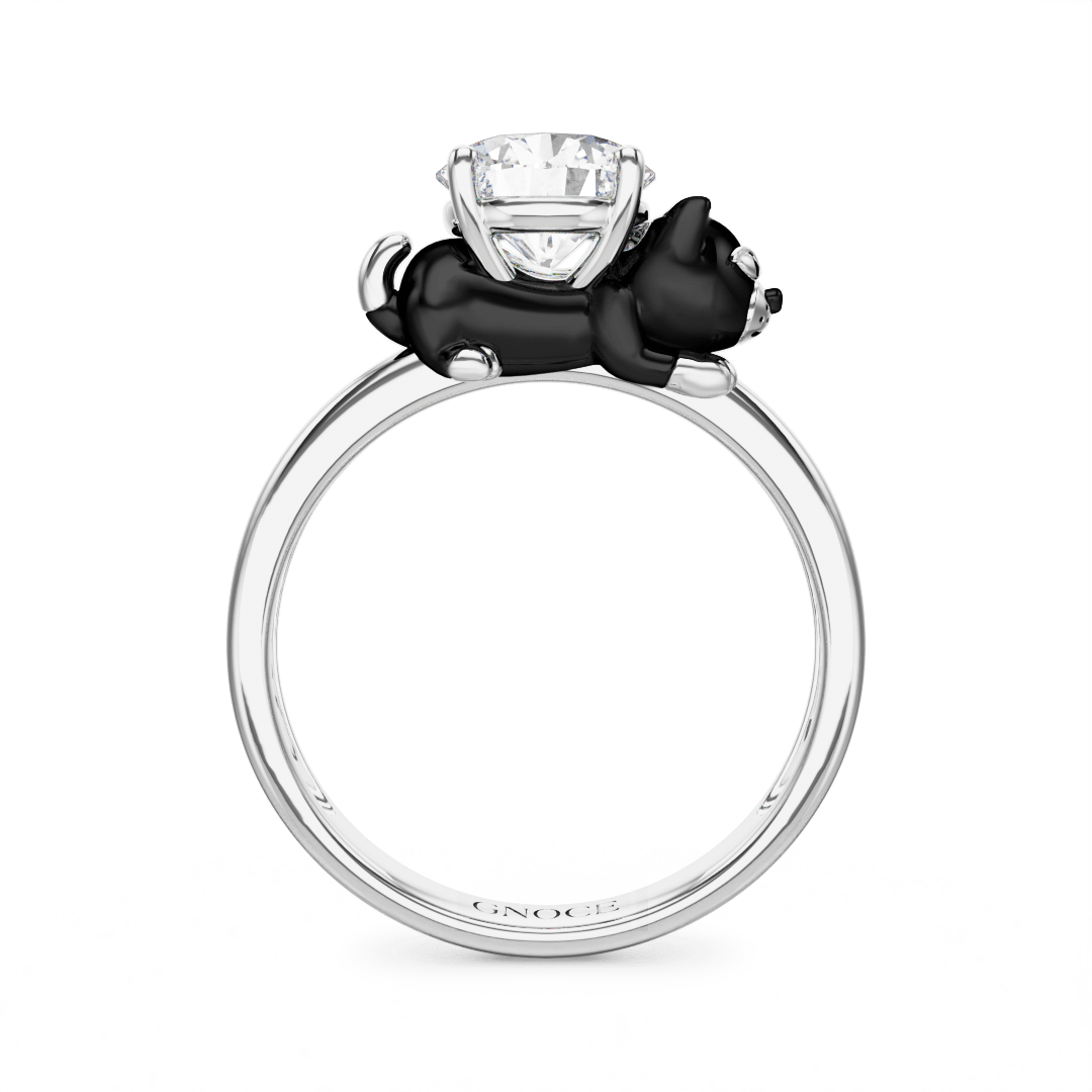 Gnoce Buttered Cat Embraces Moissanite Round Cut Ring_4