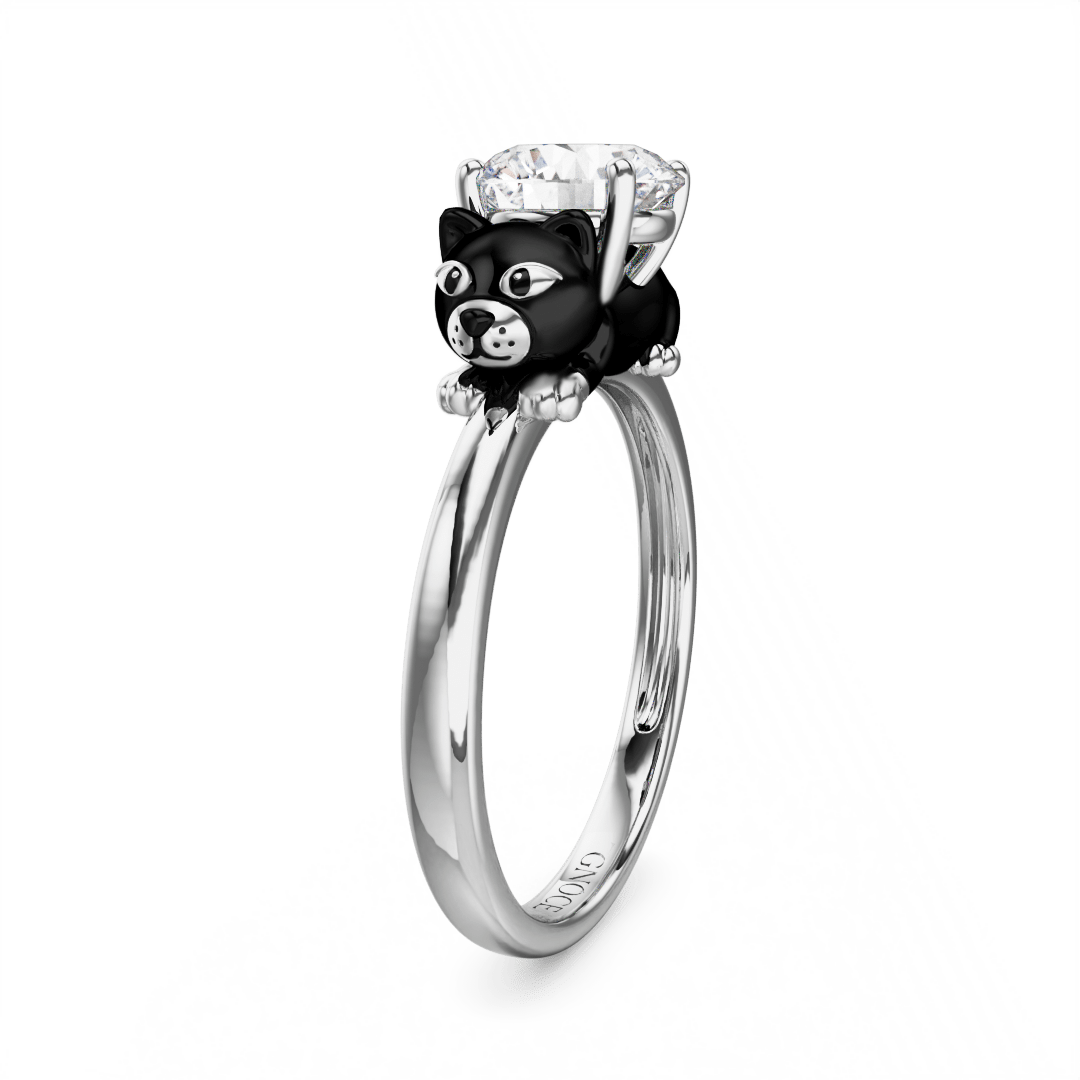 Gnoce Buttered Cat Embraces Moissanite Round Cut Ring_5