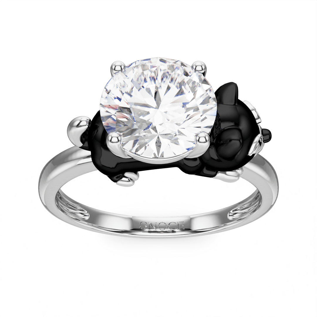 Gnoce Buttered Cat Embraces Moissanite Round Cut Ring_2