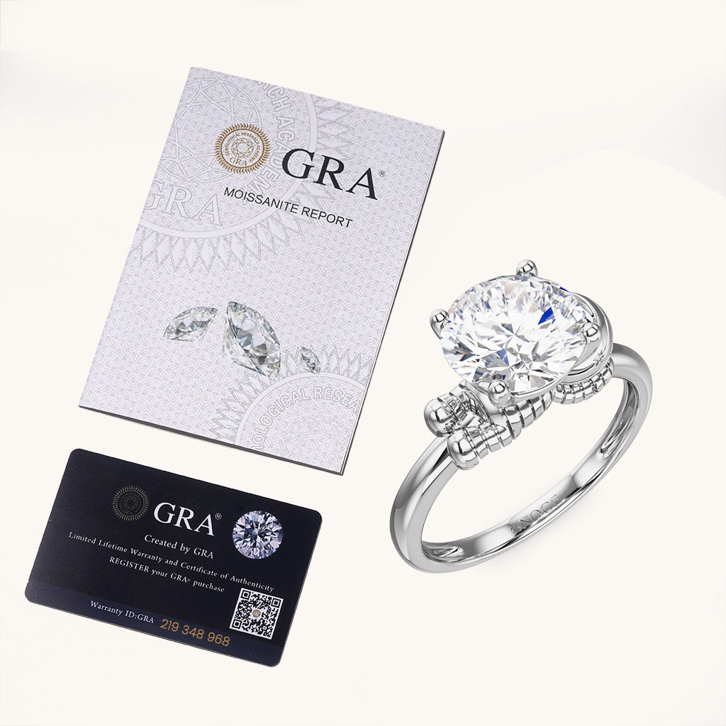 Gnoce Mummy Embraces Moissanite Round Cut Ring_6