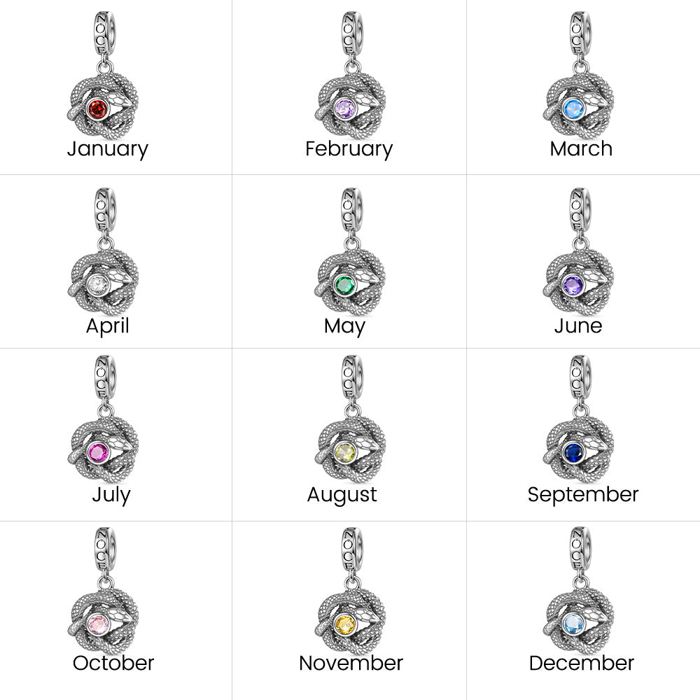 Gnoce Retro Snake Birthstone Pendant Dangle Charm_9