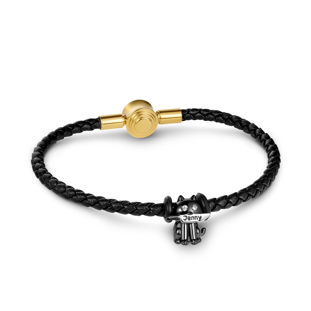 Gnoce Black Threaded Snap Basic Bracelet with 2 Pieces of Stoppers_2