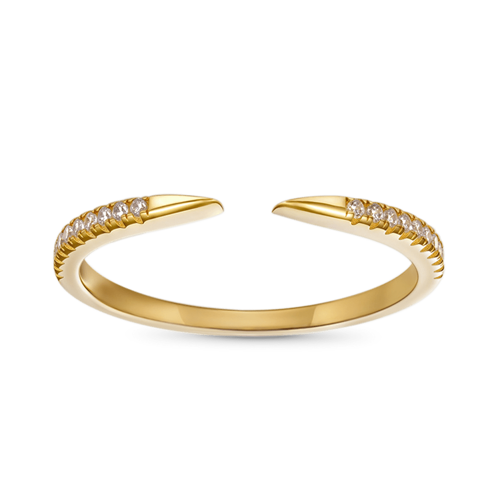 Gnoce 14K/10K Solid Gold Moissanite Open Cuff Claw Ring_1