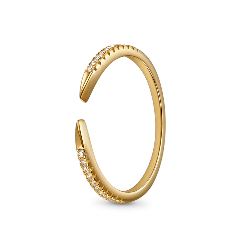 Gnoce 14K/10K Solid Gold Moissanite Open Cuff Claw Ring_2