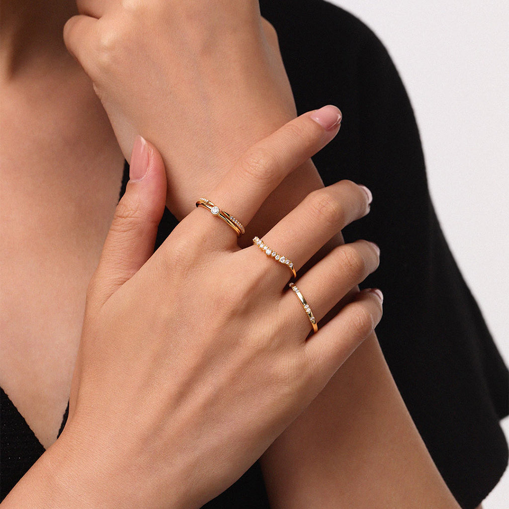 Gnoce 14K/10K Solid Gold Moissanite Open Cuff Claw Ring_3