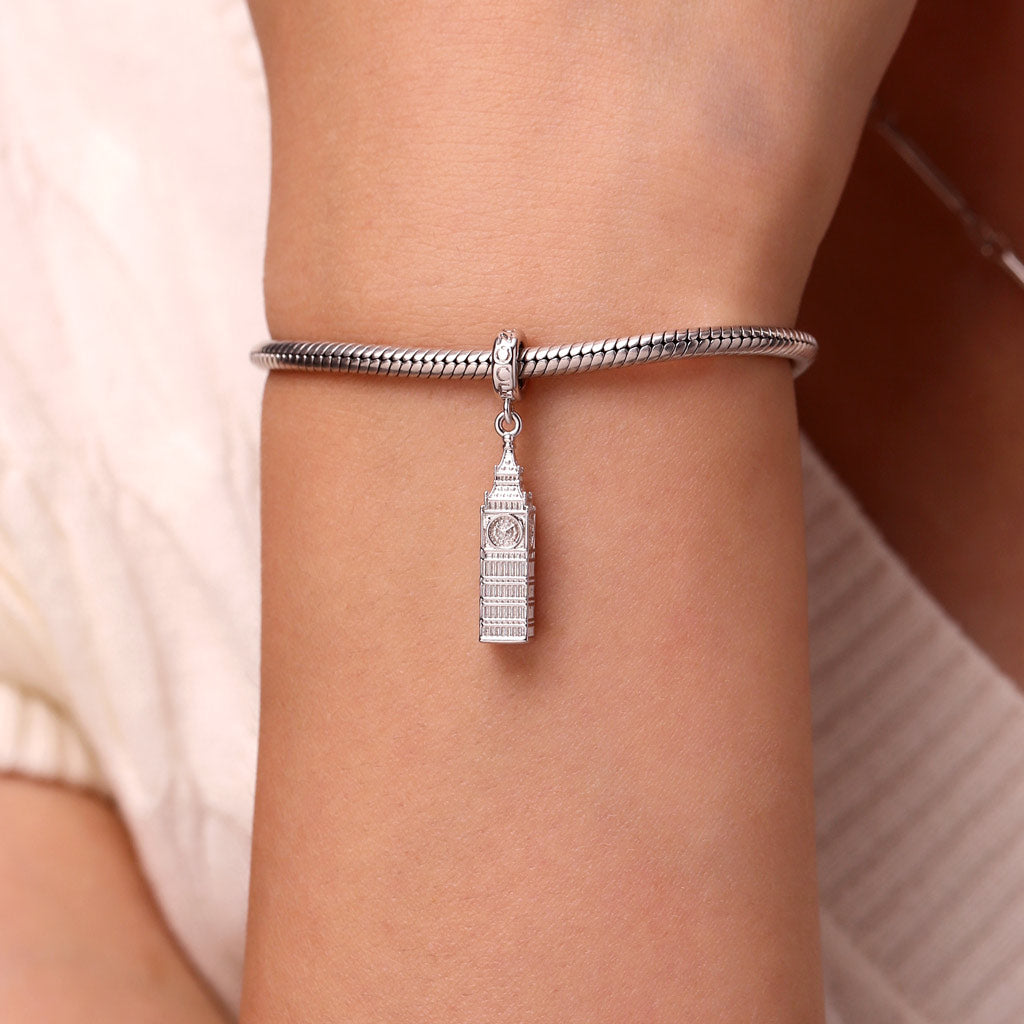 Gnoce Big Ben Charm Platinum-plated Silver Blend_6